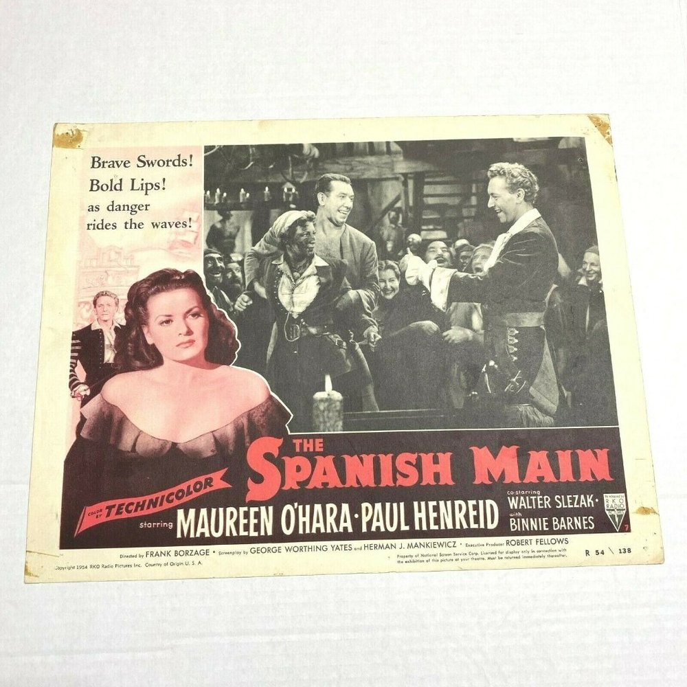 Set 5 The Spanish Main 1953 Lobby Card Movie Poster Maureen‎ Ohara Paul Henreid
